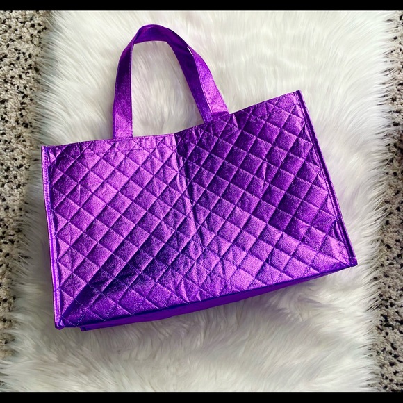 Handbags - Metallic Purple Tote Bag